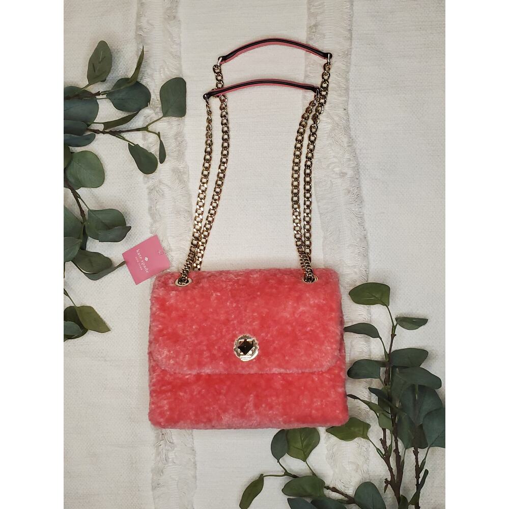 Kate Spade Natalia Faux Fur Small Flap Crossbody in Pink